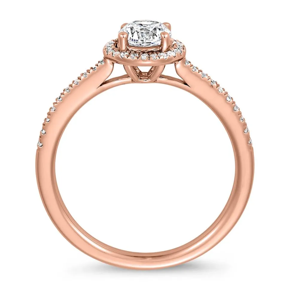 Halo-Ring aus Roségold mit lab grown Diamanten BDR0015LG-RSL