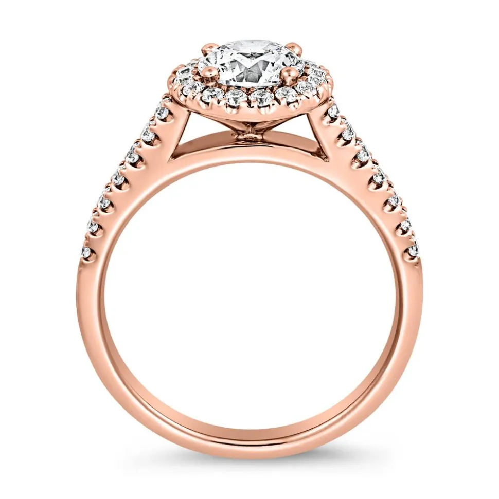 Halo-Ring mit lab grown Diamanten, Roségold BDR0001LG-RSL