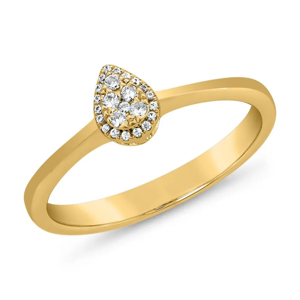 Halo-Ring Tropfen aus Gelbgold mit Brillanten BDR0055-GSL