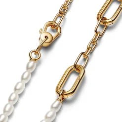 Halskette für Damen mit Perlen, ME, vergoldet 362302C01-45