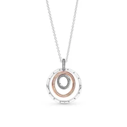 Halskette Kreise für Damen aus 925er Silber, bicolor 389483C01-60