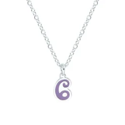 Halskette mit Anhänger Zahl 6 aus 925er Silber, Emaille 2035979