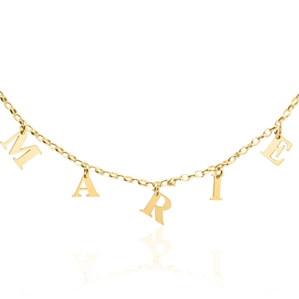 Halskette mit wählbaren Buchstaben 925er Silber gold NN0078-AgGSL