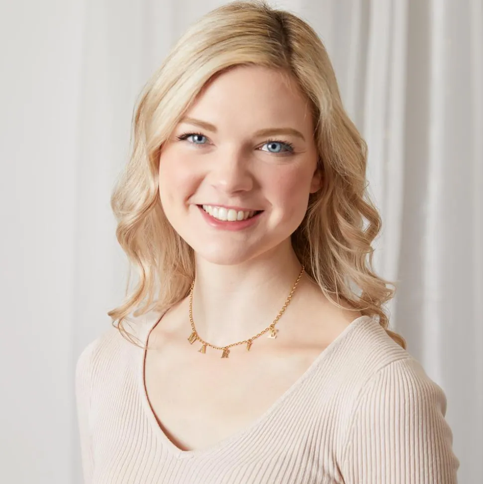 Halskette mit wählbaren Buchstaben 925er Silber gold NN0078-AgGSL