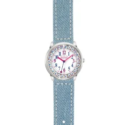 Hellblaue Mädchenuhr mit Quarzantrieb und Kristallen 280381008