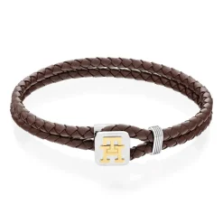 Herren Armband aus Leder, Edelstahl, teils vergoldet 2790532