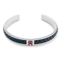 Herren Armreif aus Edelstahl mit blauem Leder 2790490