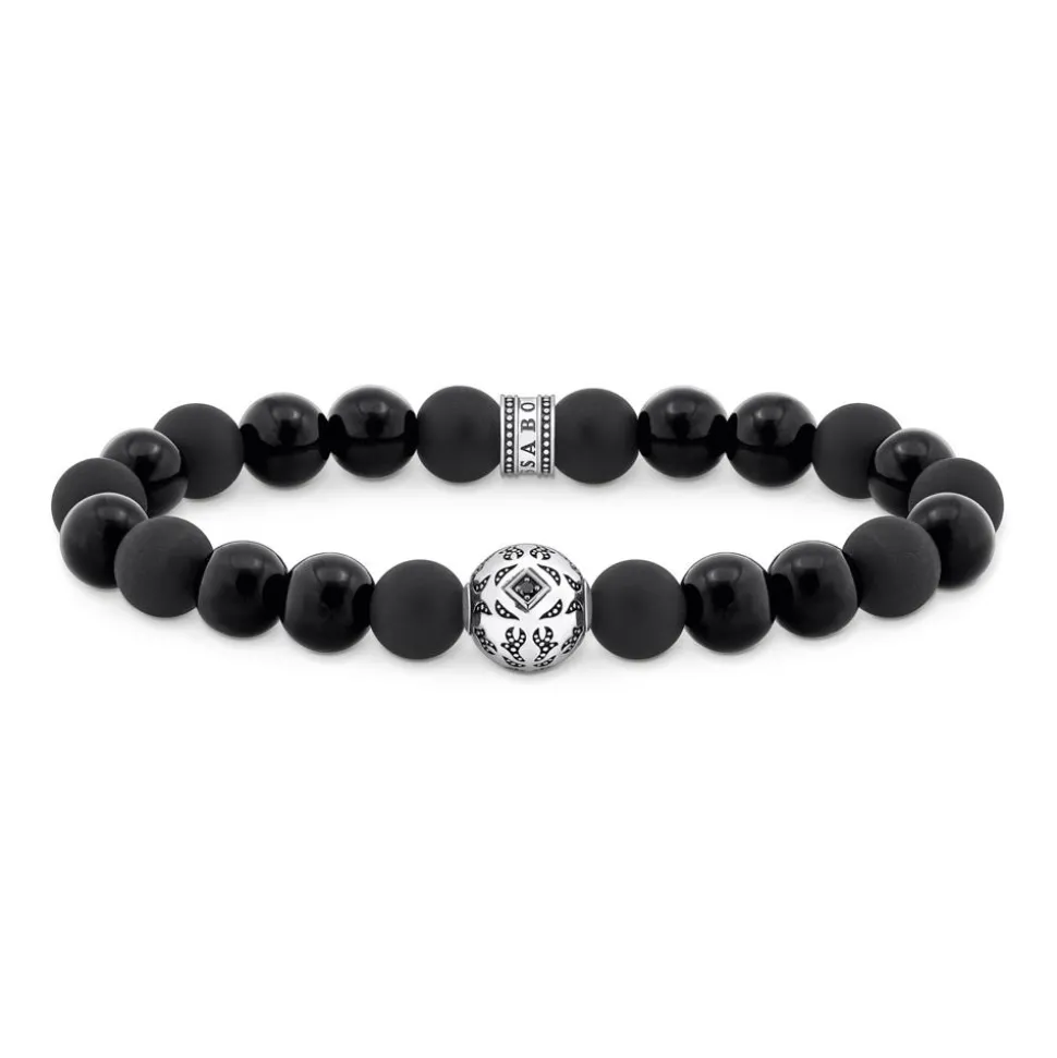 Herren Bead-Armband aus Sterlingsilber und Obsidian A2145-705-11