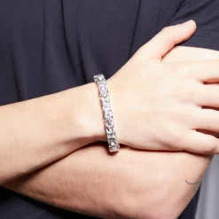 Herren Königsarmband aus Sterlingsilber, 8 mm, vierkant KA0080-F