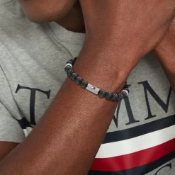 Herrenarmband aus Edelstahl und Lavastein 2790435