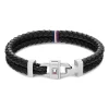 Herrenarmband aus schwarzem Leder und Edelstahl 2790361