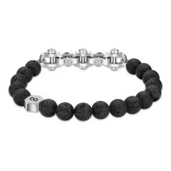 Herrenarmband Bolt aus Lavastein, Edelstahl, gravierbar PEAGB2211232