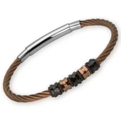 Herrenarmband Edelstahl roségold schwarz B5201