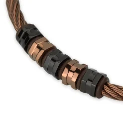 Herrenarmband Edelstahl roségold schwarz B5201