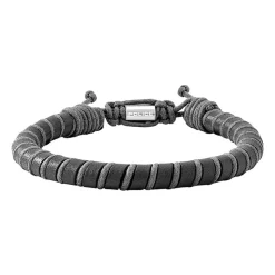 Herrenarmband Siem aus Leder, schwarz und grau PJ26486BLB.01