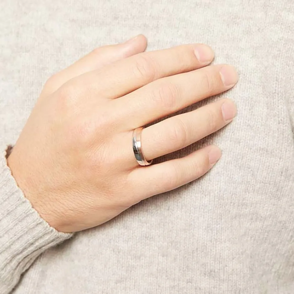 Herrenring bicolor 925 Silber rosé gravierbar R8579SL