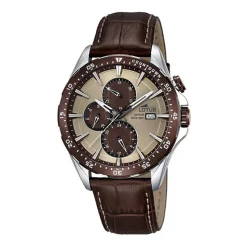 Herrenuhr mit braunem Lederarmband 18312-2