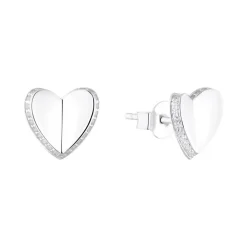Herz Ohrstecker für Damen aus 925er Silber mit Zirkonia 2035757