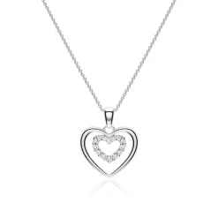 Herzkette aus 585er Weißgold mit Brillanten BDP0030-14KWSLK