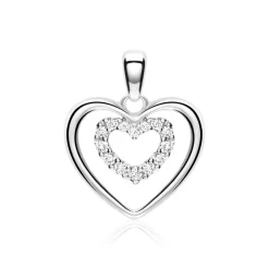 Herzkette aus 585er Weißgold mit Brillanten BDP0030-14KWSLK