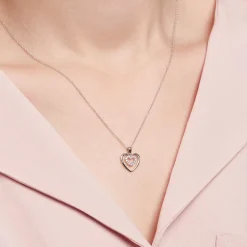Herzkette aus 585er Weißgold mit Brillanten BDP0030-14KWSLK
