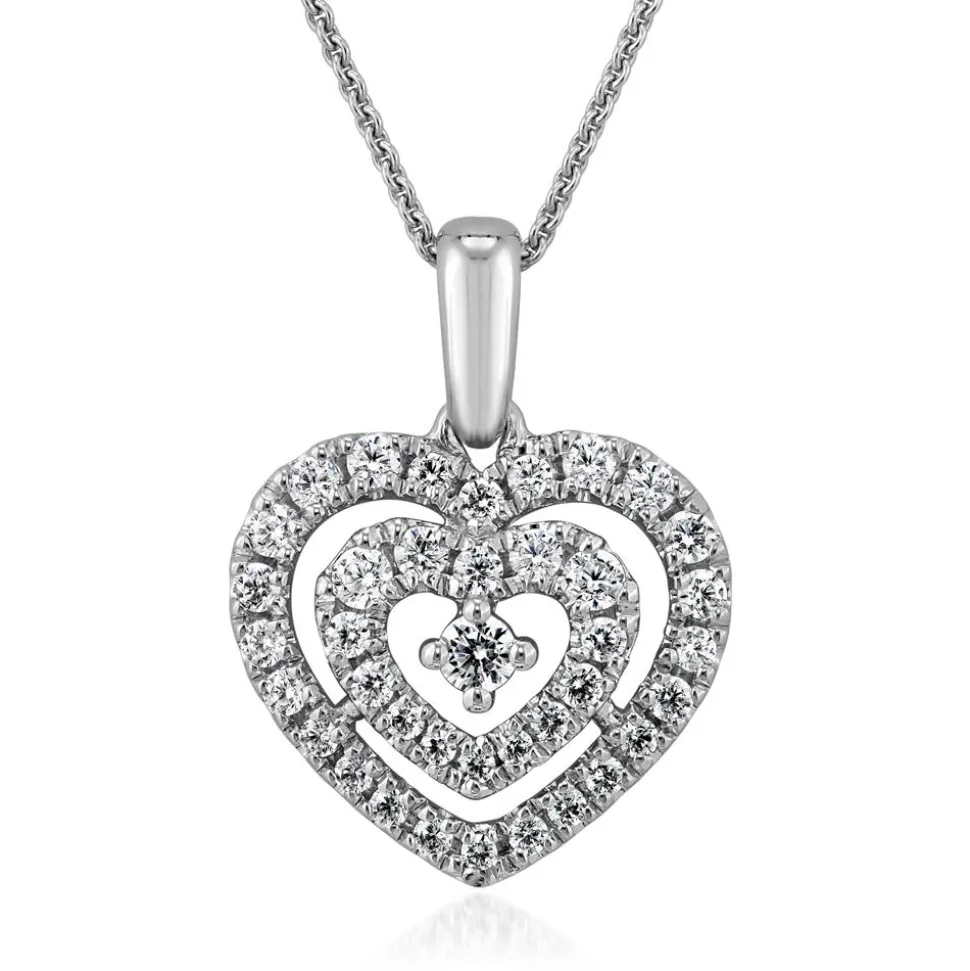 Herzkette mit lab grown Diamanten aus Weißgold BDP0041LG-WSLK