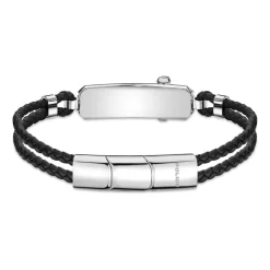 Hinged Lederarmband für Herren, Edelstahl, gravierbar PEAGB2211632