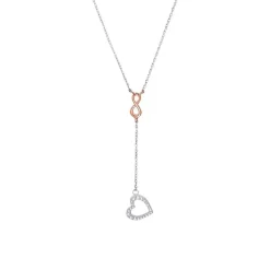 Infinity Y-Kette aus 925er Silber mit Herz, IP Rosé 2032563