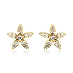14K Gold Ohrstecker Blüten mit Diamanten BDE0009-14KG