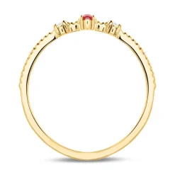 14K Gold Ring mit Diamanten und Rubin DR0498-G