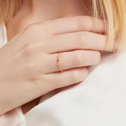 14K Gold Ring mit Diamanten und Rubin DR0498-G