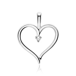 14K Weißgold Herzkette mit Diamant BDP0032-14KWSLK