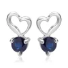 14K Weißgold Ohrstecker Herz-Design 2 Saphire DE0176