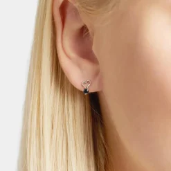 14K Weißgold Ohrstecker Herz-Design 2 Saphire DE0176