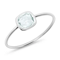 14K Weißgoldring für Damen mit Blautopas DR0473