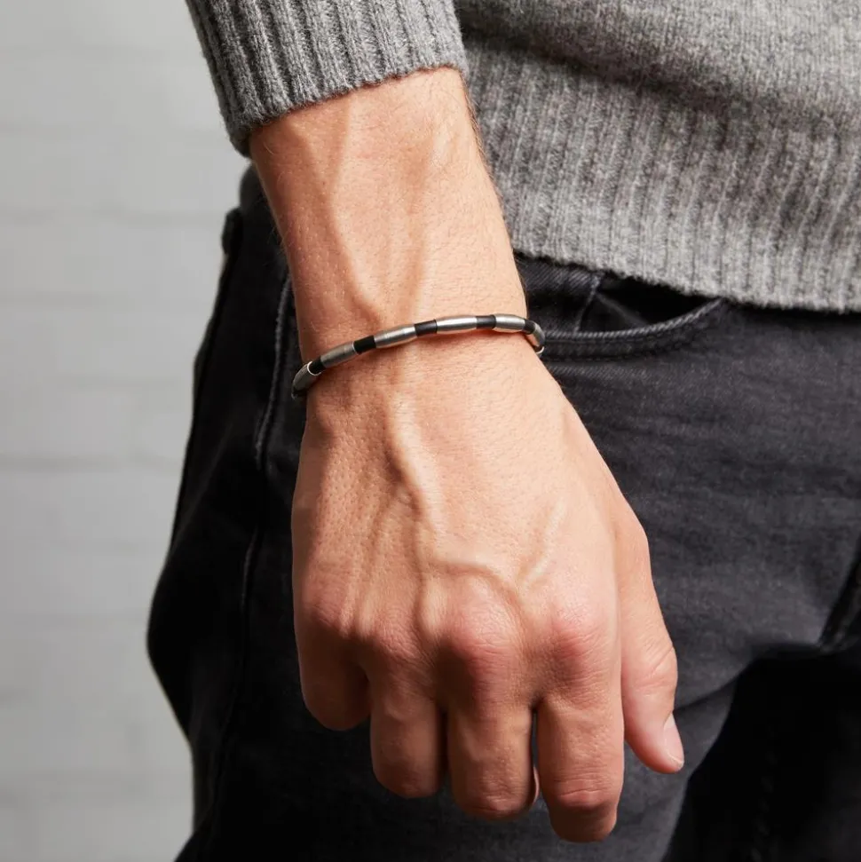 Kautschukarmband Edelstahlelemente B5175