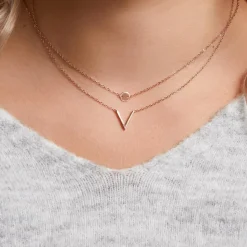 Kette Anhänger V-förmig Silber rosévergoldet LSN0003