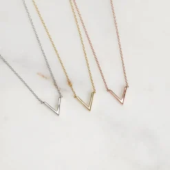 Kette Anhänger V-förmig Silber rosévergoldet LSN0003