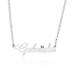 Kette aus Sterlingsilber mit Name und Geburtsstein NN0075-AgSL