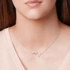 Kette 925er Silber gezackter Anhänger Heartbeat LSN0004