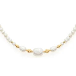 Kette Inka aus vergoldetem Edelstahl mit Perlen 022062