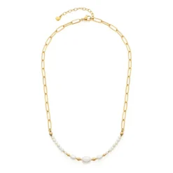 Kette Inka aus vergoldetem Edelstahl mit Perlen 022062