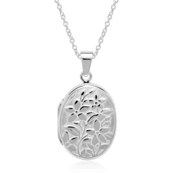 Kette Medaillon Blumen aus Sterlingsilber gravierbar SP0955SLK