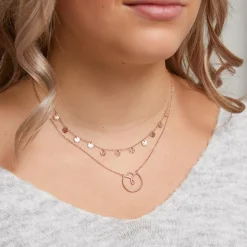 Kette mit runden Anhängern 925er Silber rosévergoldet LSN0017