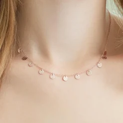 Kette mit runden Anhängern 925er Silber rosévergoldet LSN0017