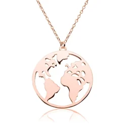 Kette mit Weltanhänger aus rosévergoldetem 925er Silber LSN0008