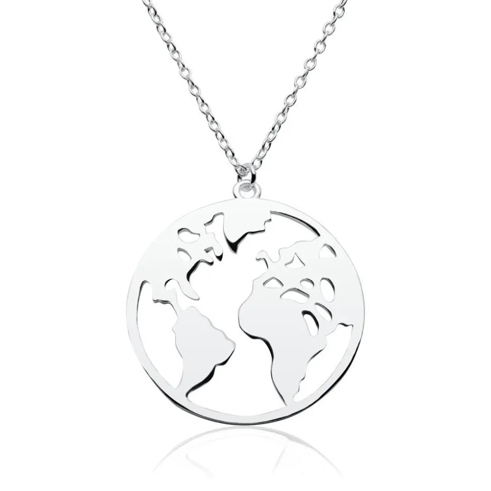 Kette mit Weltanhänger aus 925er Silber LSN0006
