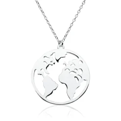 Kette mit Weltanhänger aus 925er Silber LSN0006