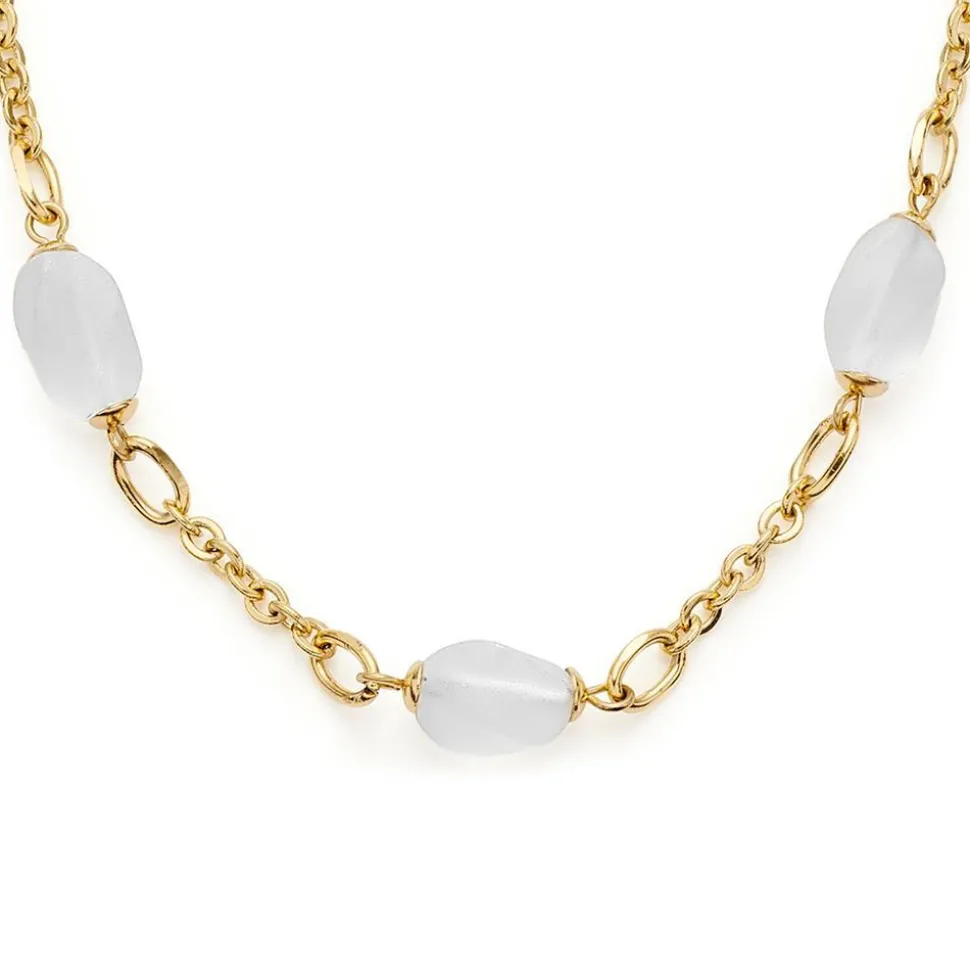 Kette Ofira aus vergoldetem Edelstahl, Bergkristall 019704