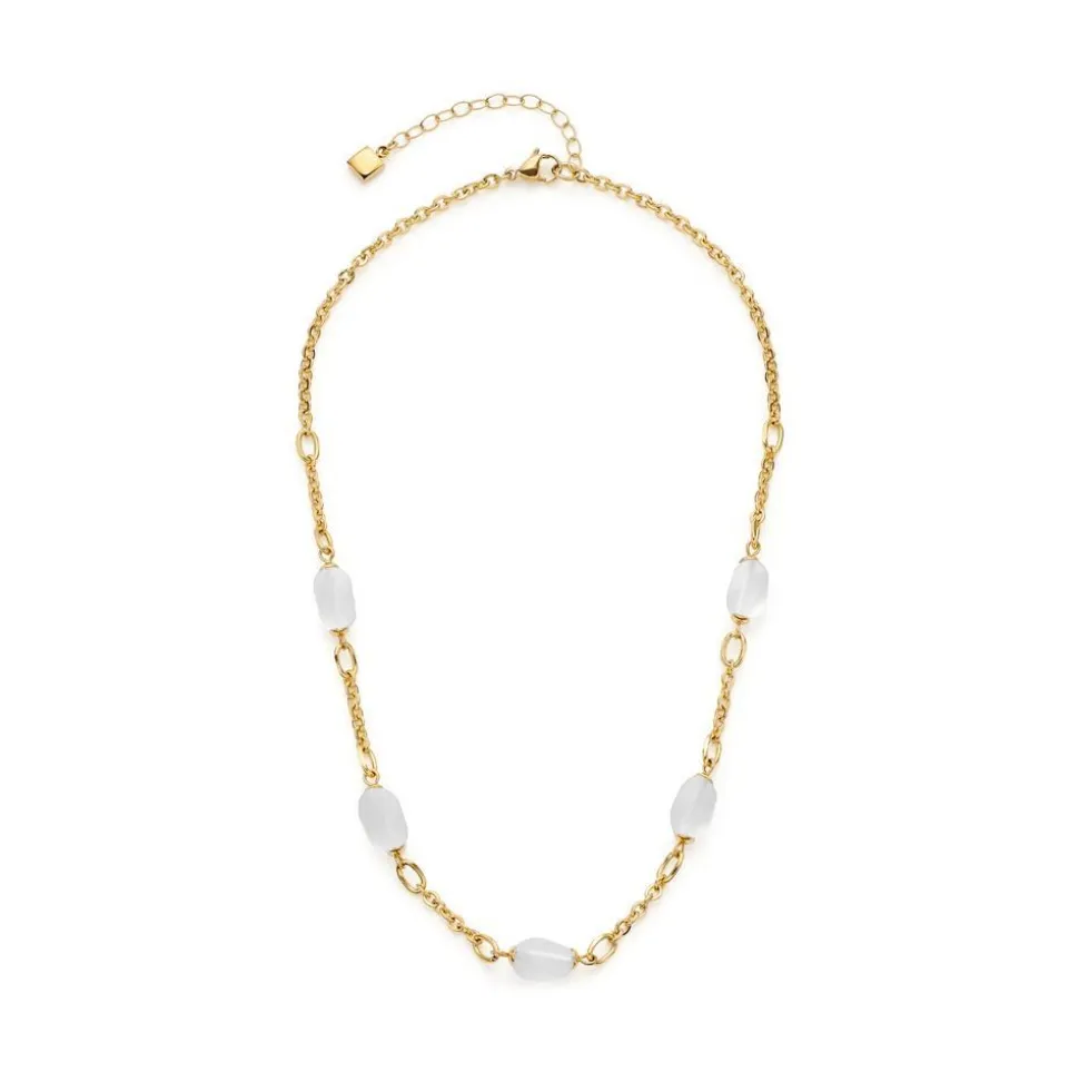 Kette Ofira aus vergoldetem Edelstahl, Bergkristall 019704